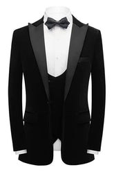 Black Velvet Three Piece Prom Suit for Men